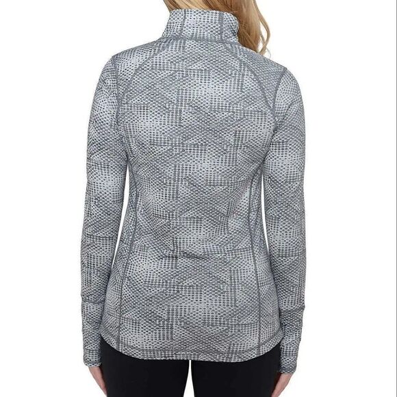 Kirkland Signature Women's Gray Print 1/4 Zip Long Sleeve Pullover - Picture 2 of 14